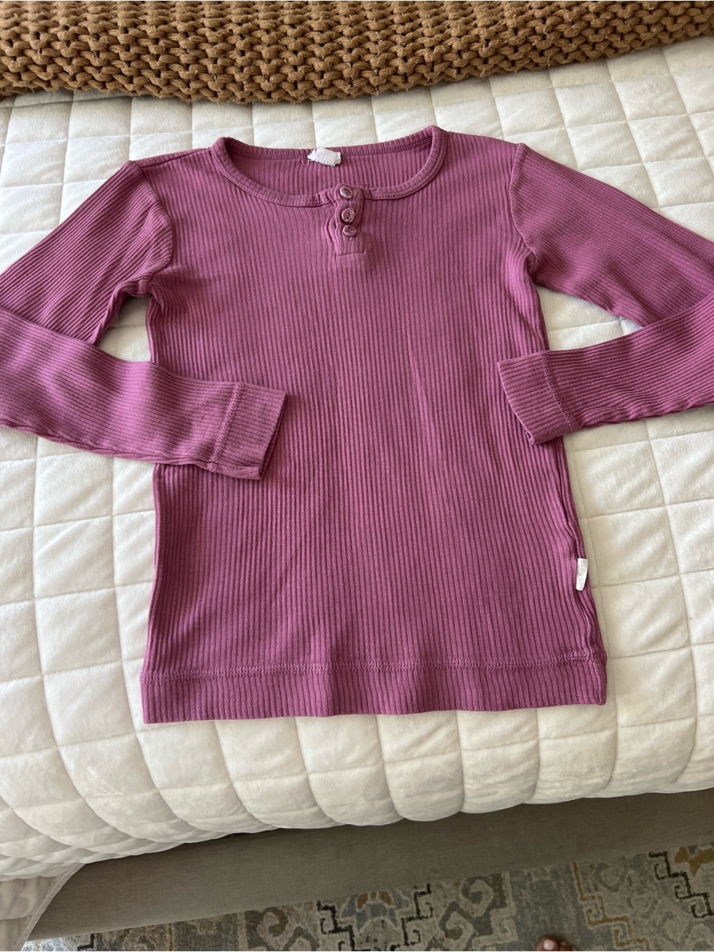 Jamie Kay Ribbed Long-Sleeve Henley Top - Mauve Pink